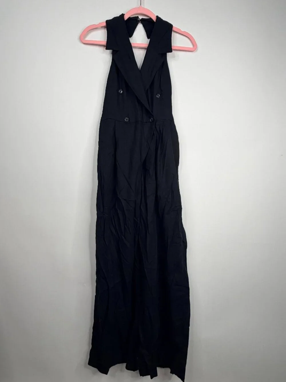 Banana Republic Linen-Blend Collard Jumpsuit Black 0 #A3562